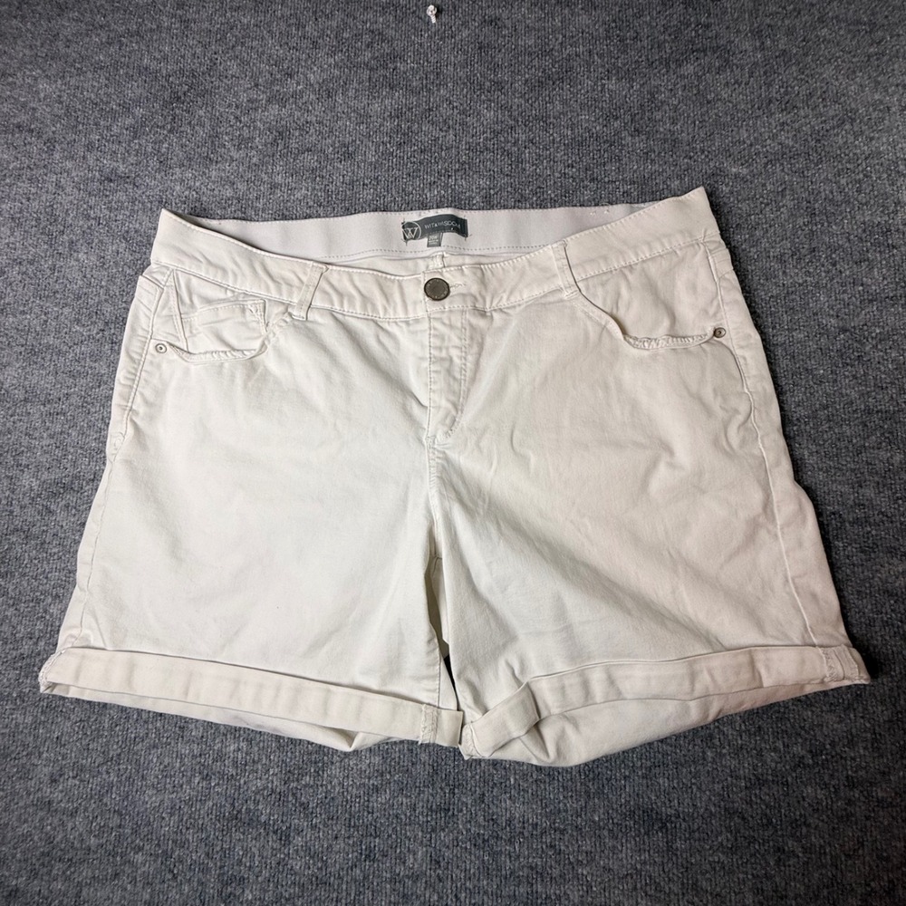 Wit & Wisdom Ab-solution Cuffed Chino Shorts Off White Cream Plus Size 20W